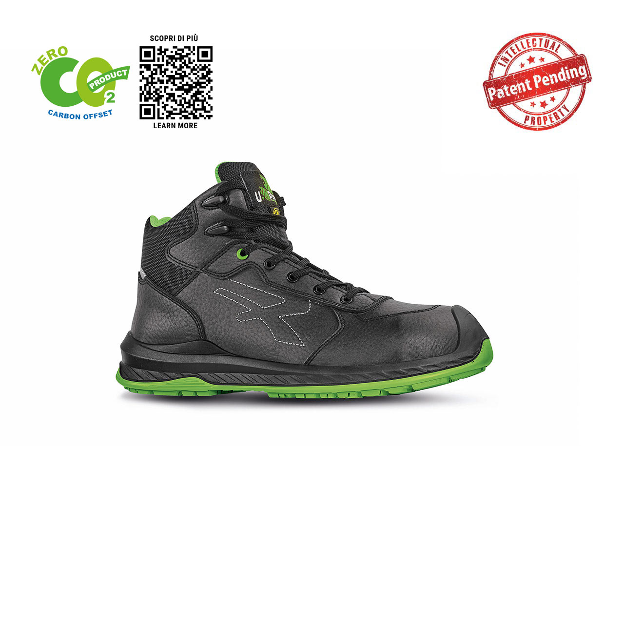 upower-scarpa-antinfortunistica-modello-niagara-linea-red-industry-green-vista-laterale upower scarpa antinfortunistica modello niagara linea red industry green vista laterale